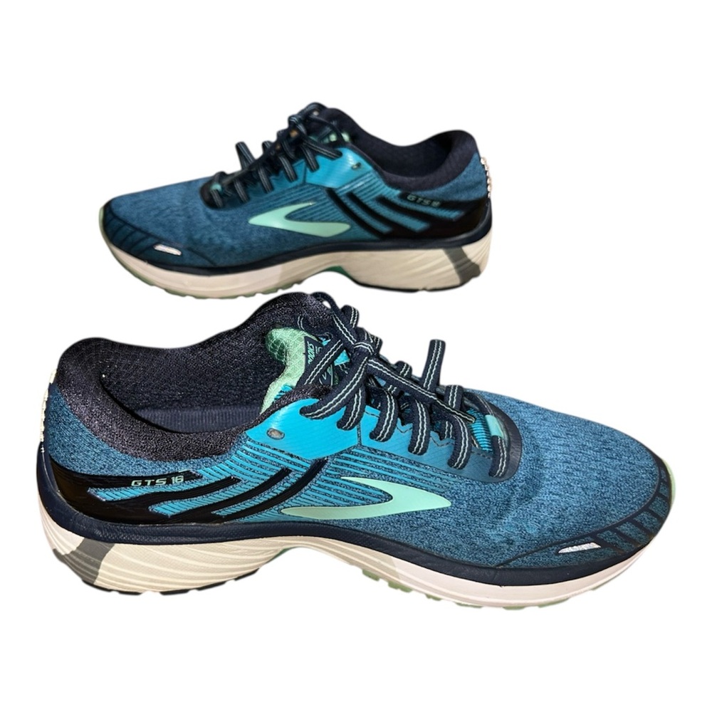 Brooks Adrenaline GTS 18 Women’s Teal and Navy Athletic Sneakers US Size 8.5 - Picture 2 of 10